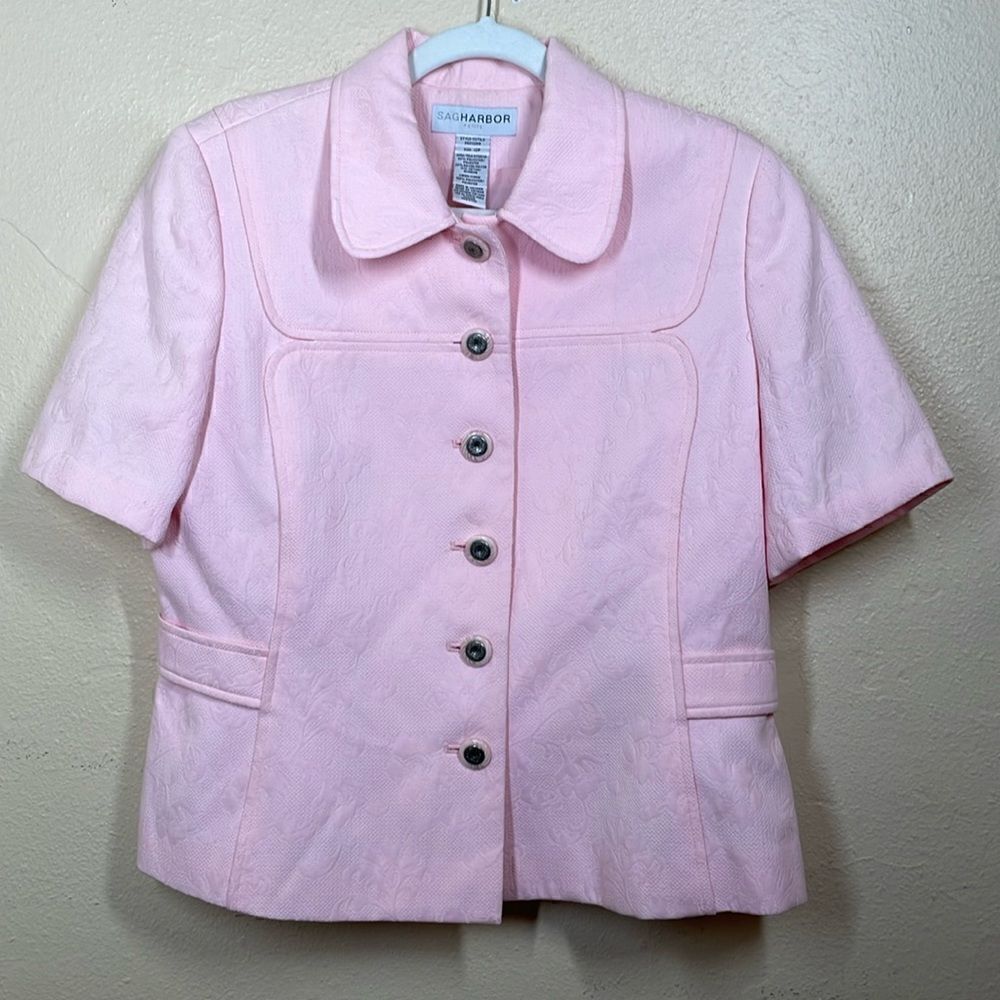 Sag Harbor Pink Blazer short sleeve textured size 12P